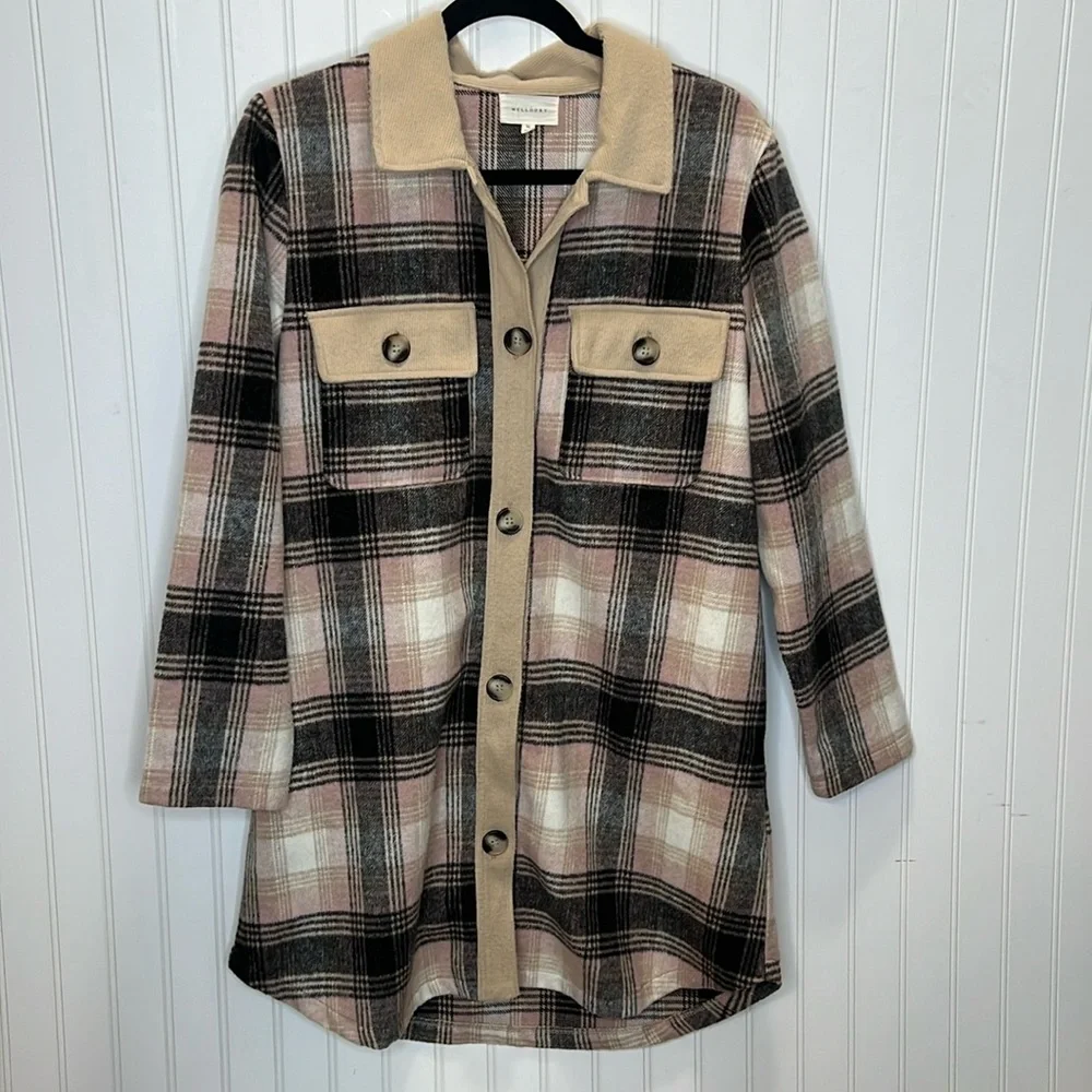 Melloday Long Button Up Shacket Size Medium - Picture 1 of 10